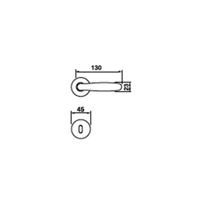Technical Drawing Manital Imola Passage Door Handle Set Polished Brass MAN-IM5F-OTL-PB - The Blue Space