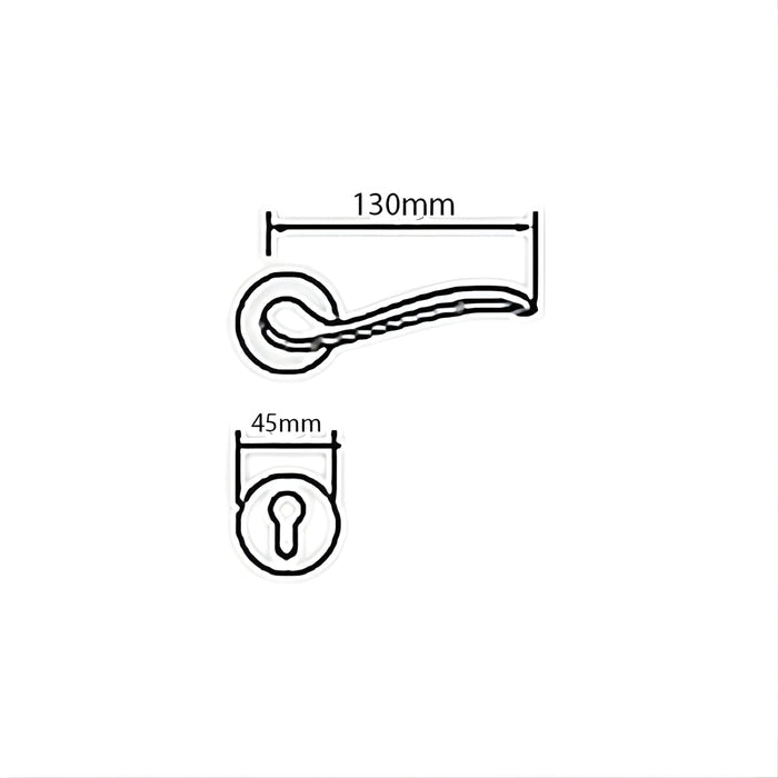 Technical Drawing Manital Tosca Passage Door Handle Set Polished Brass MAN-TS5F-OTL-PB - The Blue Space