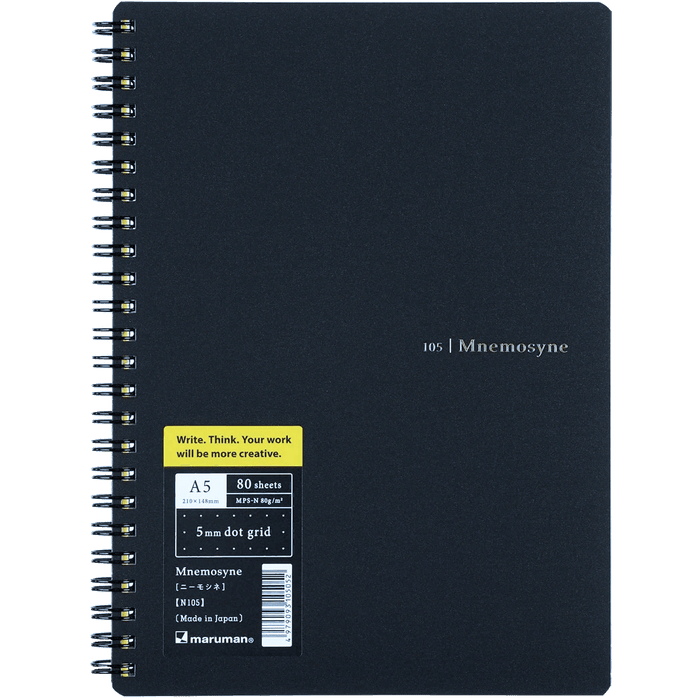 Maruman Mnemosyne Notebooks - Black - Dot - A5 - Pen Boutique Ltd