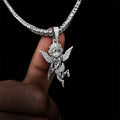 Masked Angel Pendant in White Gold
