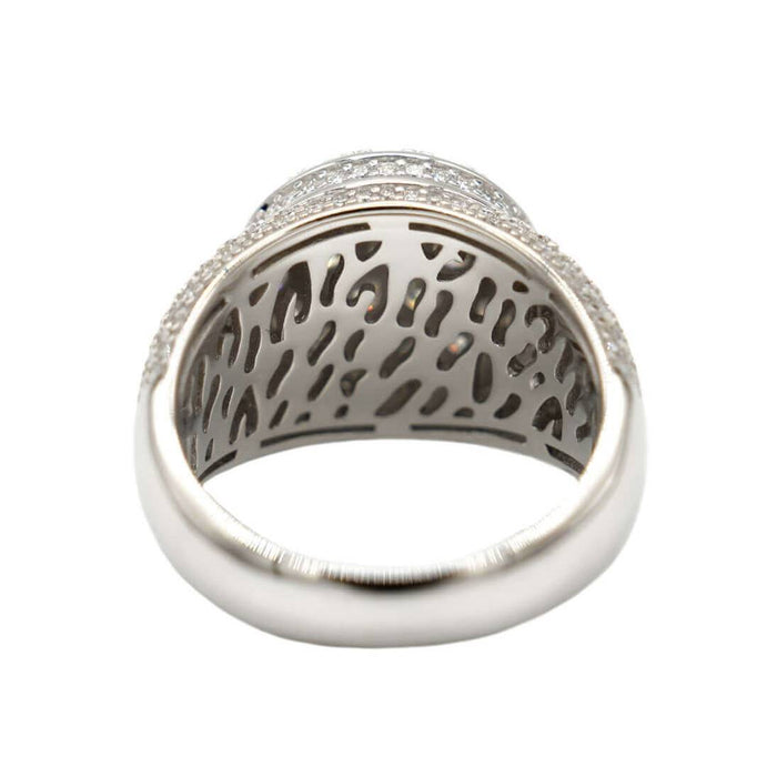 Men's Moissanite Diamond Cluster Ring in White Gold Vermeil