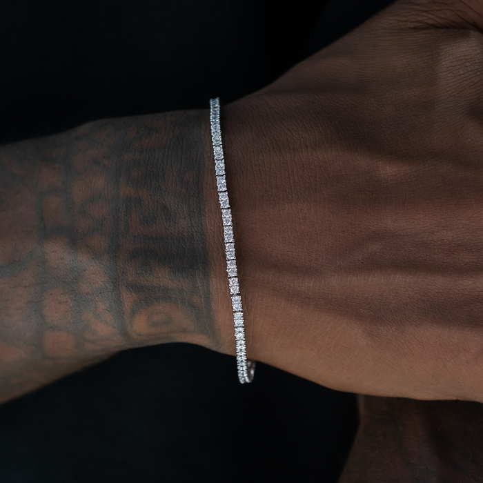 Round Cut Tennis Bracelet in White Gold- 2mm