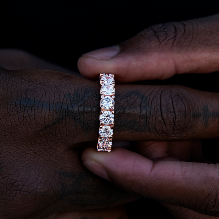 Men's Moissanite Eternity Diamond Band Ring in Rose Gold Vermeil - 5mm