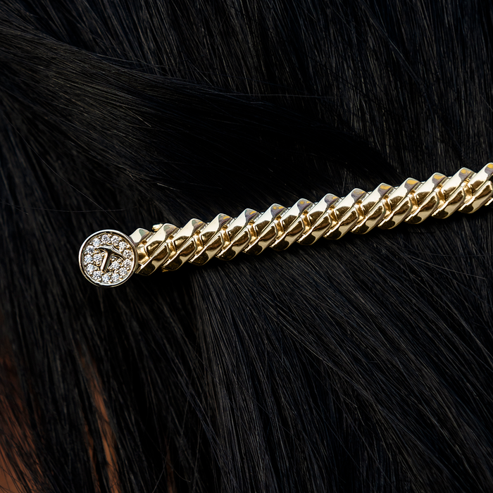 Miami Cuban Barrette in Yellow Gold- 8mm