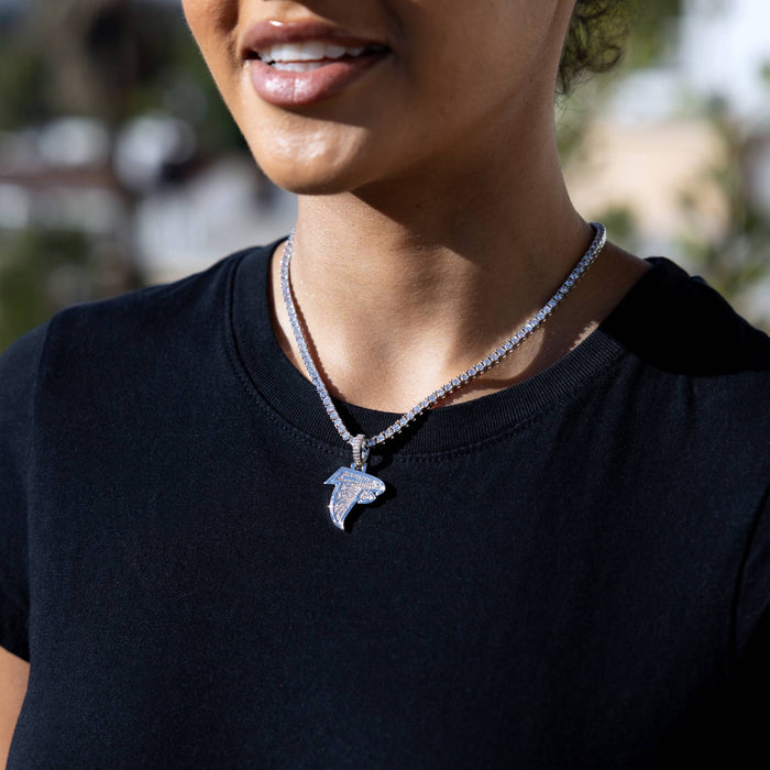 Micro Atlanta Falcons Official NFL Logo Pendant in White Gold