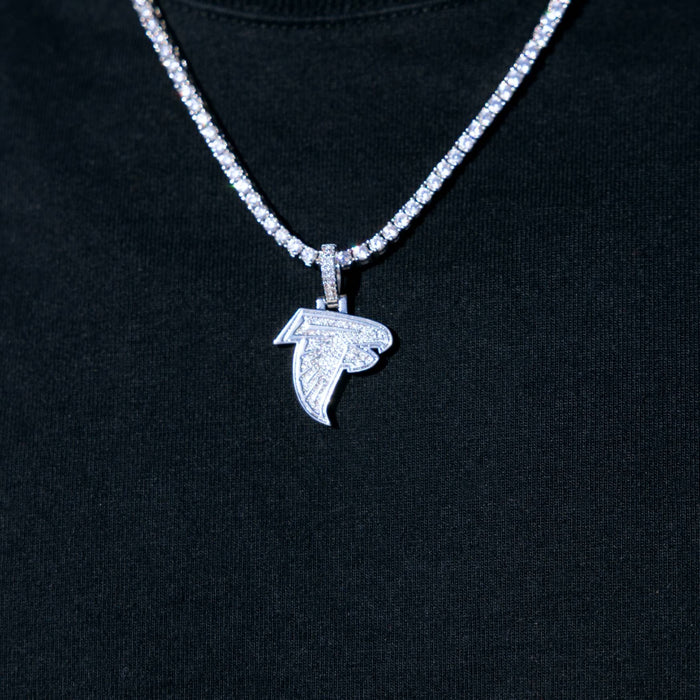 Micro Atlanta Falcons Official NFL Logo Pendant in White Gold