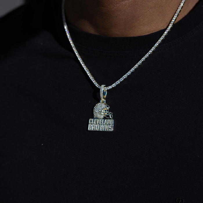 Micro Cleveland Browns Official NFL Logo Pendant Yellow Gold