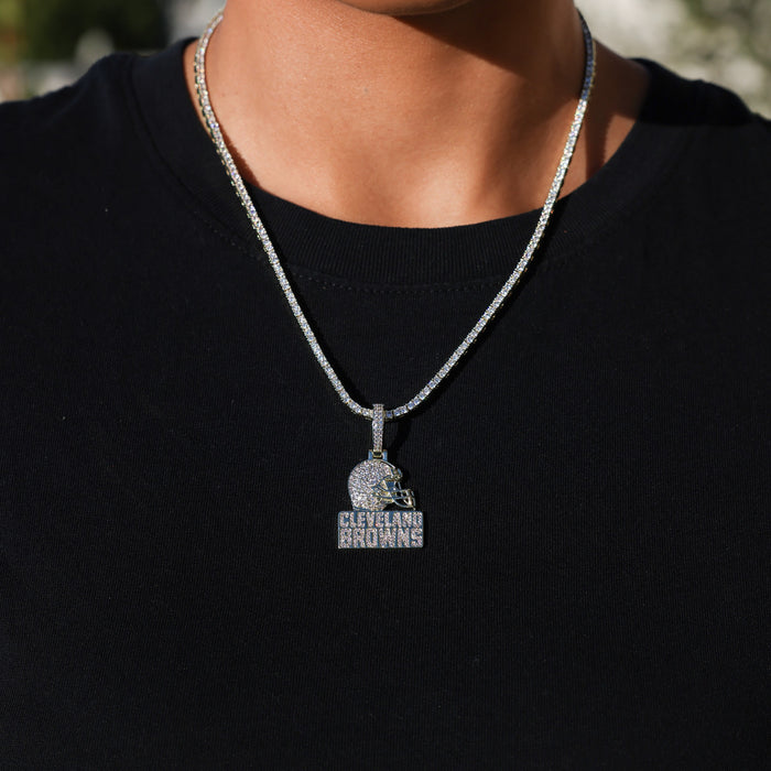 Micro Cleveland Browns Official NFL Logo Pendant Yellow Gold