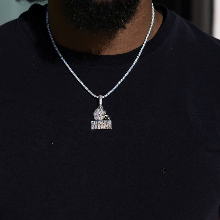 Micro Cleveland Browns Official NFL Logo Pendant Yellow Gold
