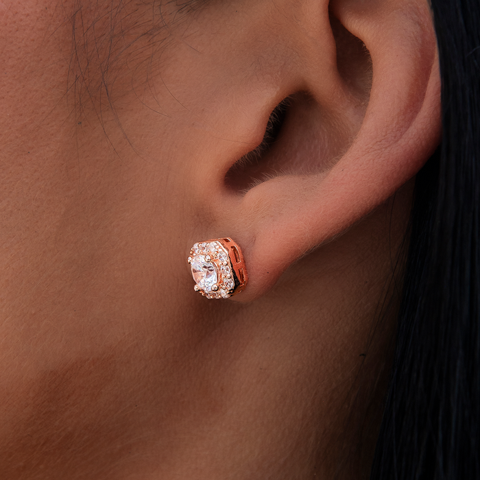 Micro Clustered Diamond Earrings - Rose Gold