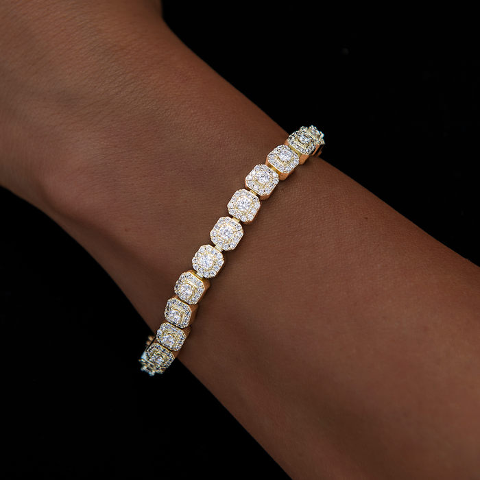 Micro Clustered Tennis Necklace + Bracelet + Earring Bundle in Yellow Gold