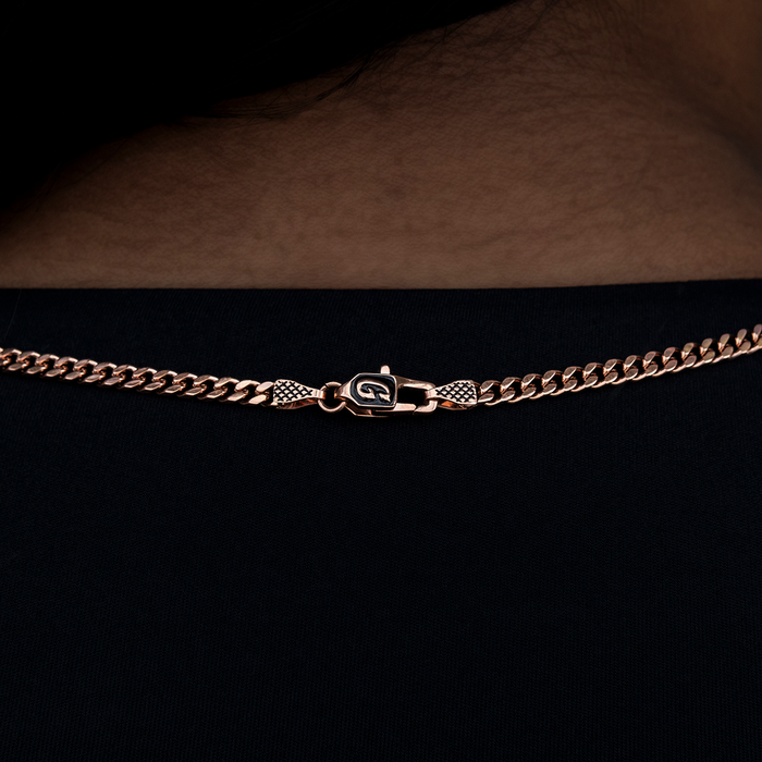 Micro Cuban Necklace in Rose Gold - 3mm