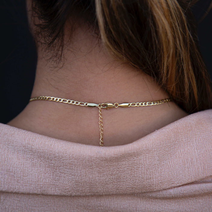 Micro Figaro Link Necklace in Yellow Gold - The GLD Shop