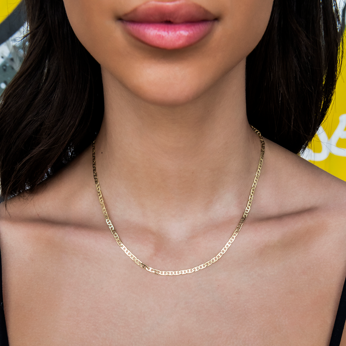 Micro Flat Valentina Necklace in Yellow Gold- 2mm