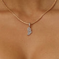 Micro Iced Angel Wing Pendant in Rose Gold
