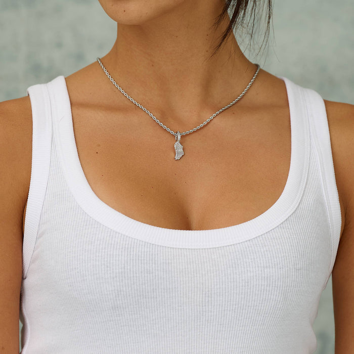 Micro Iced Angel Wing Pendant in White Gold
