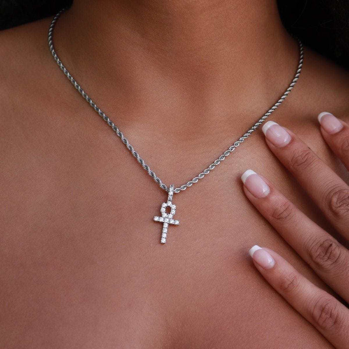 Micro Ankh Cross in White Gold - The GLD Shop