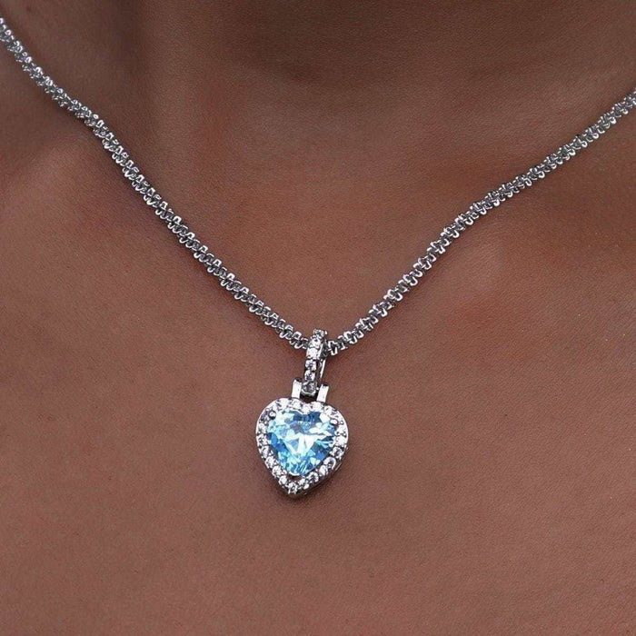 Iced Heart Pendant w/ Blue Stone - The GLD Shop