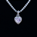Micro Iced Purple Heart Pendant in White Gold