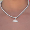 Micro New York Jets Official NFL Logo Pendant in White Gold