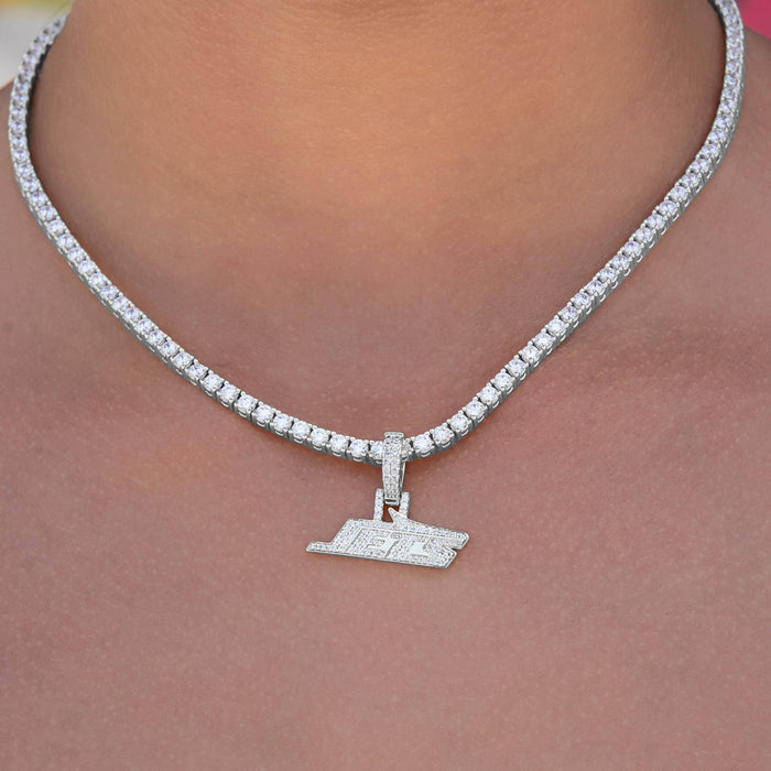 Micro New York Jets Official NFL Logo Pendant in White Gold