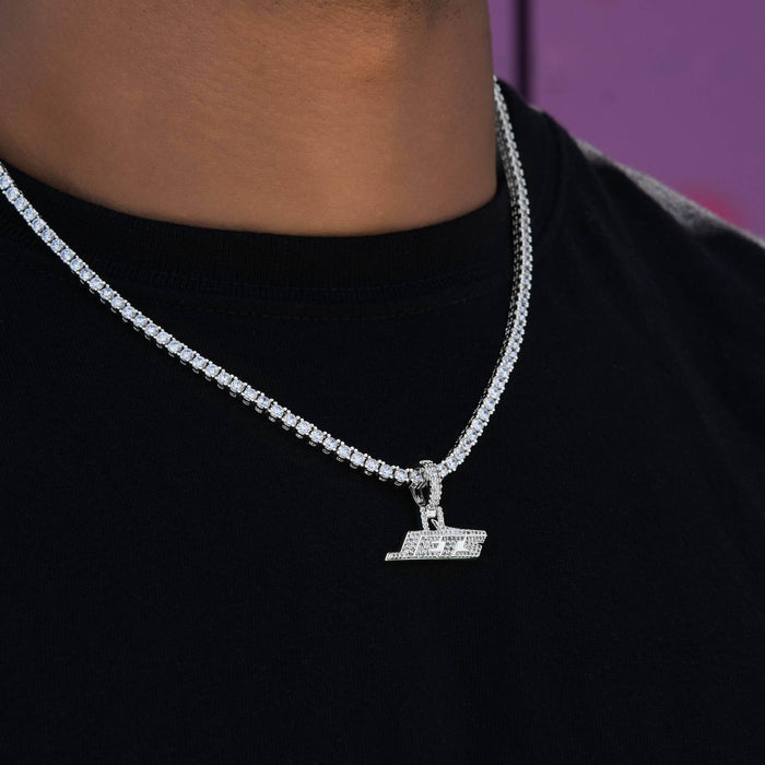 Micro New York Jets Official NFL Logo Pendant in White Gold