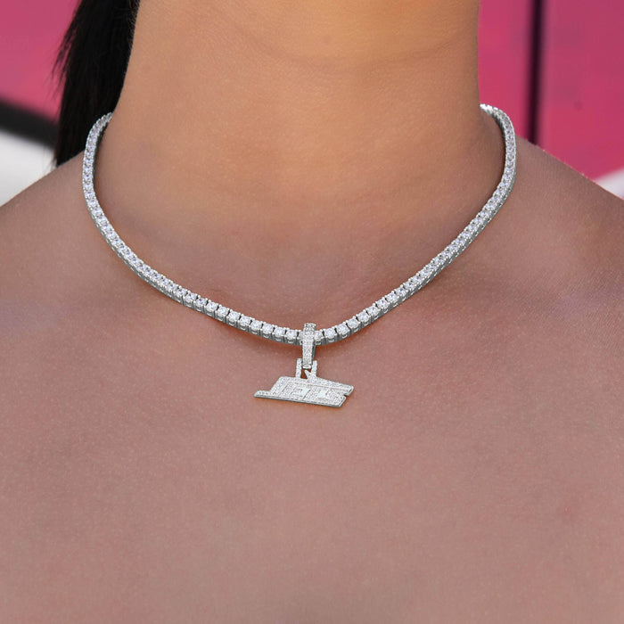Micro New York Jets Official NFL Logo Pendant in White Gold