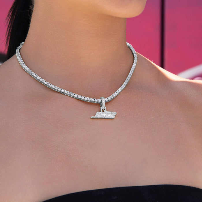 Micro New York Jets Official NFL Logo Pendant in White Gold