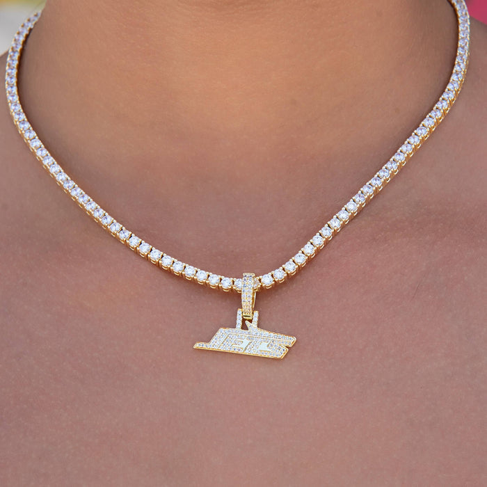 Micro New York Jets Official NFL Logo Pendant in Yellow Gold