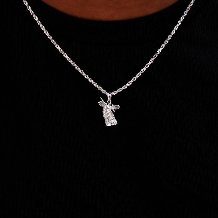 Micro Saint Michael Pendant in White Gold