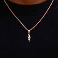Micro Simple Lighting Bolt Pendant in Rose Gold