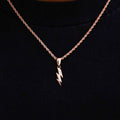 Micro Simple Lighting Bolt Pendant in Rose Gold