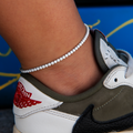 Micro Tennis Anklet in White Gold