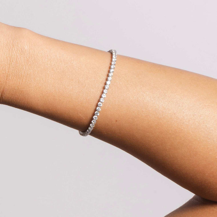 Micro Tennis Bracelet in White Gold (Adjustable) - The GLD Shop