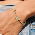 Micro Tennis Butterfly Bracelet in Yellow Gold