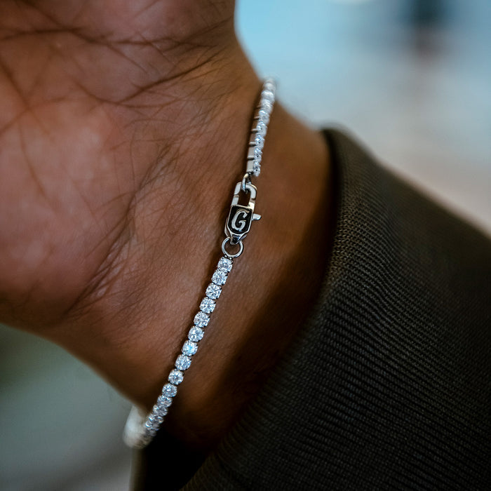 Micro Tennis Chain + Bracelet Bundle in White Gold