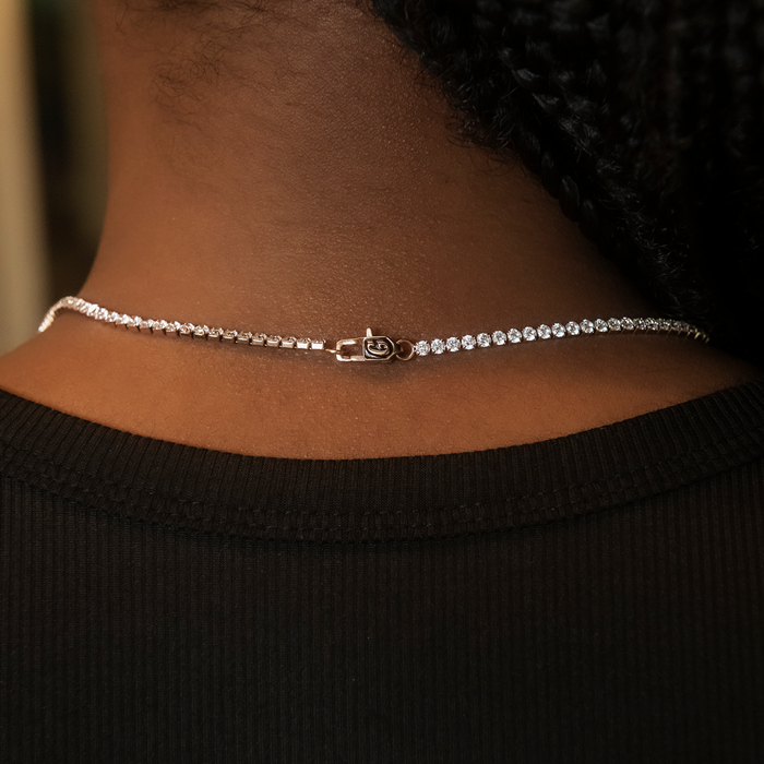 Micro Tennis Necklace in Rose Gold