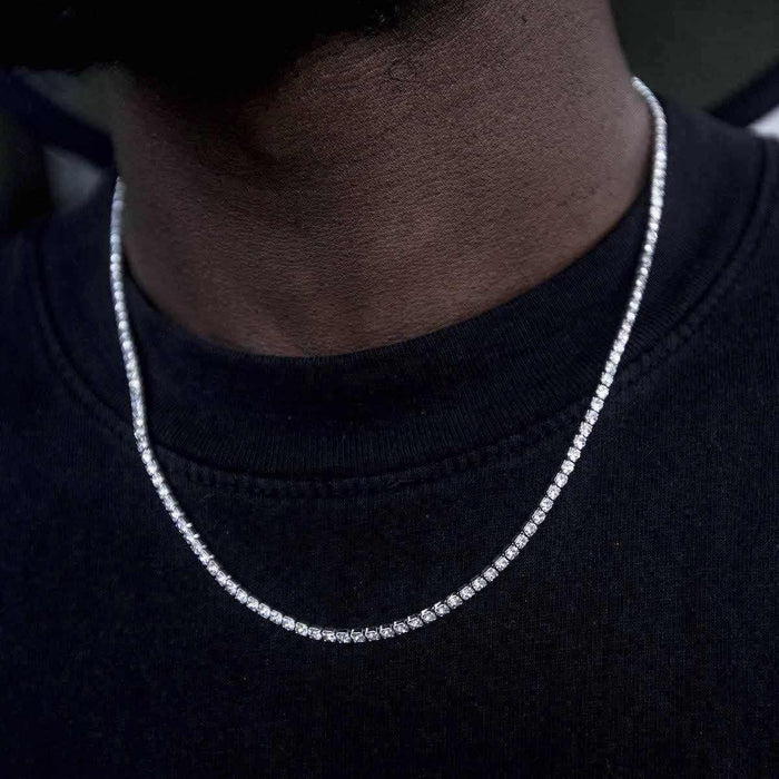 Micro Tennis Necklace in White Gold - The GLD Shop