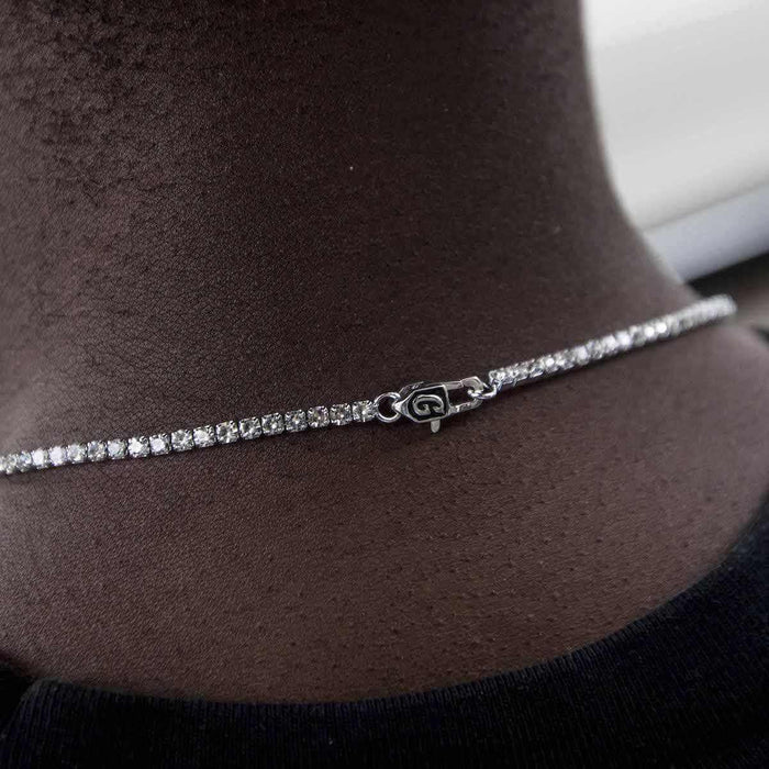 Micro Tennis Necklace in White Gold - The GLD Shop
