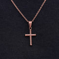Micro Twisted Rope Cross Pendant in Rose Gold