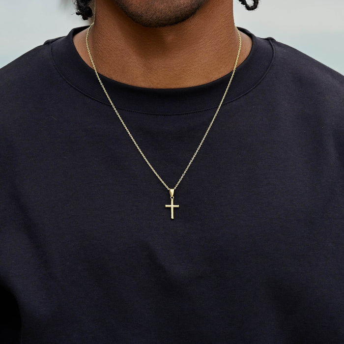 Micro Twisted Rope Cross Pendant in Yellow Gold