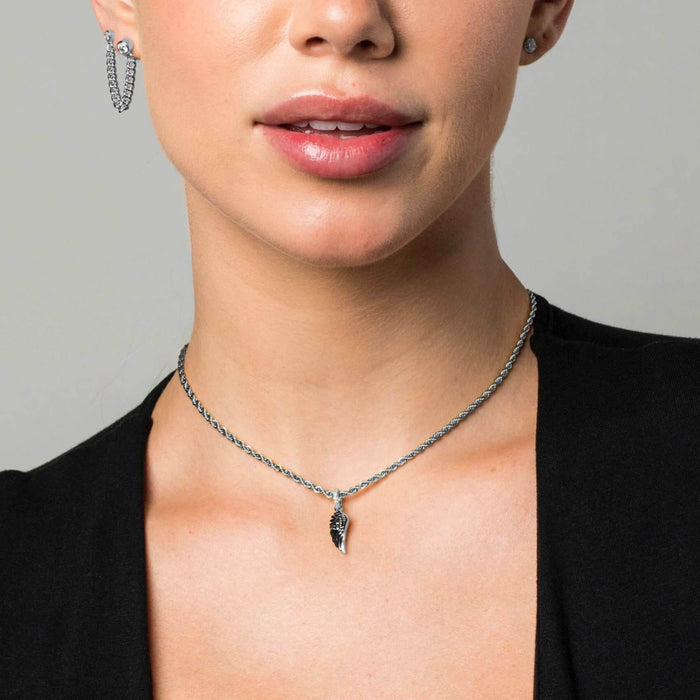 Micro Wing Pendant in White Gold