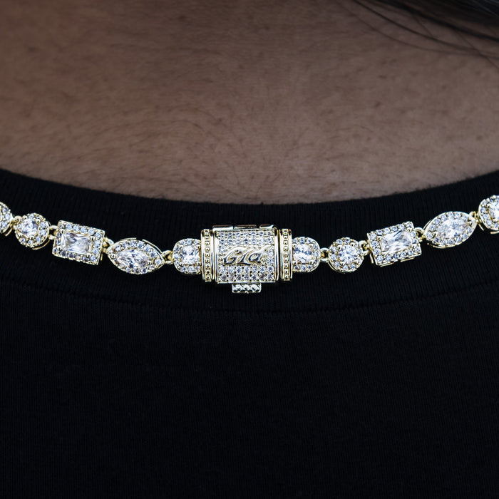Mixed Diamond Pave Necklace in Yellow Gold