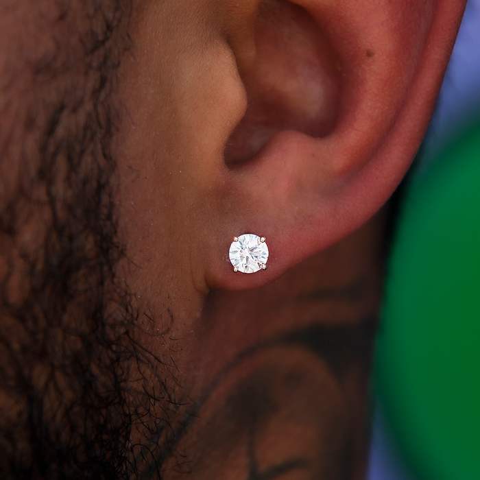 Moissanite Round Cut Diamond Stud Earring in Rose Gold Vermeil - 5mm