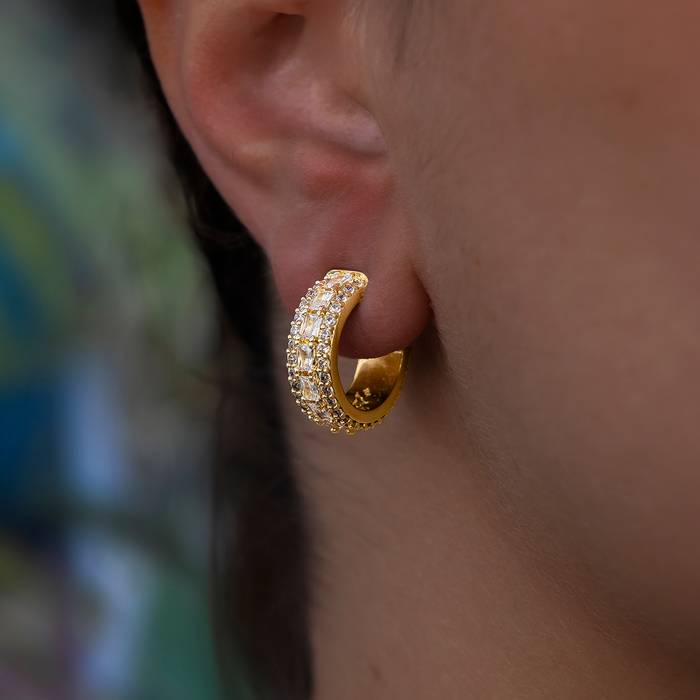 Multi-Layer Band Hoop Earrings in Yellow Gold