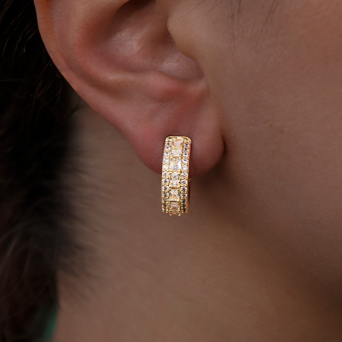 Multi-Layer Band Hoop Earrings in Yellow Gold
