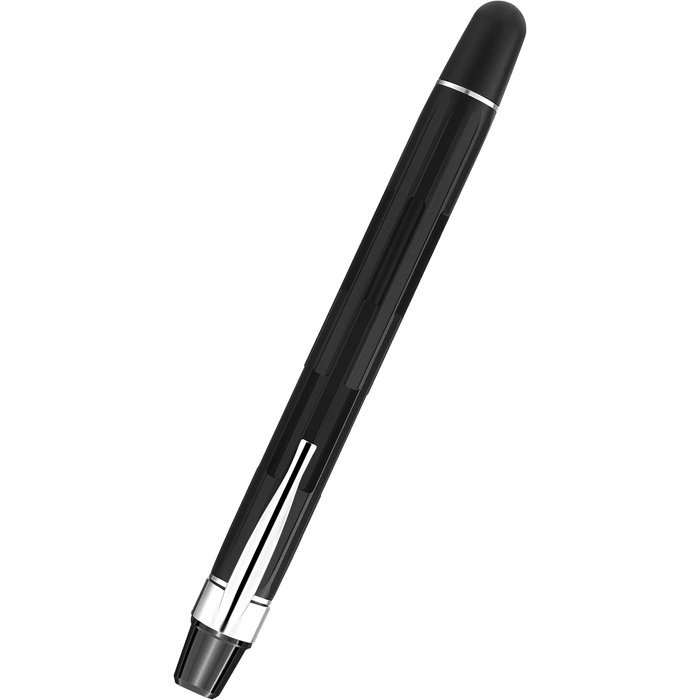 Nahvalur Eclipse Fountain Pen - Black - Silver Trim - Pen Boutique Ltd