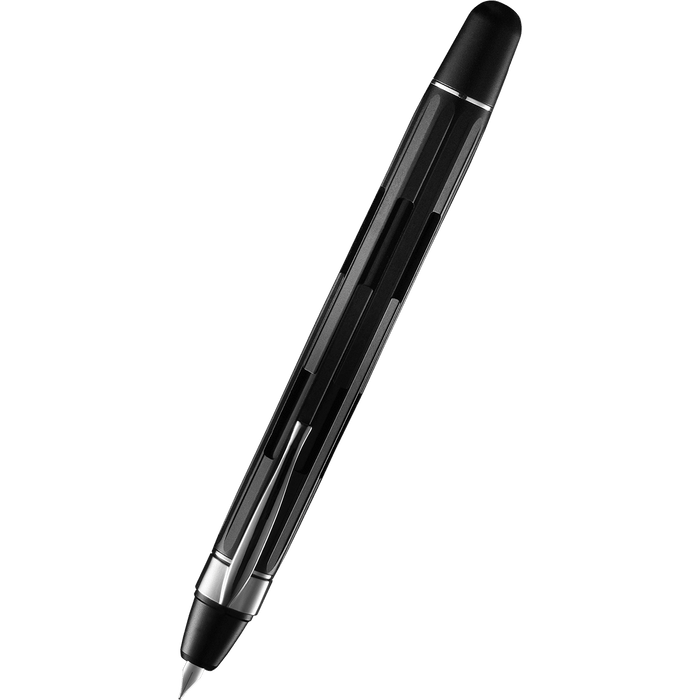 Nahvalur Eclipse Fountain Pen - Black - Silver Trim - Pen Boutique Ltd