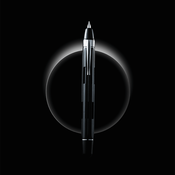 Nahvalur Eclipse Fountain Pen - Black - Silver Trim - Pen Boutique Ltd