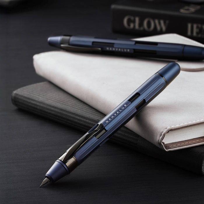 Nahvalur Eclipse Fountain Pen - Cobalt - Black Trim - Pen Boutique Ltd